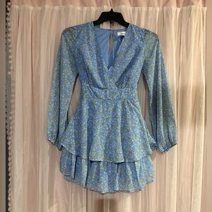 Japna Blue Floral Long Sleeve Dress